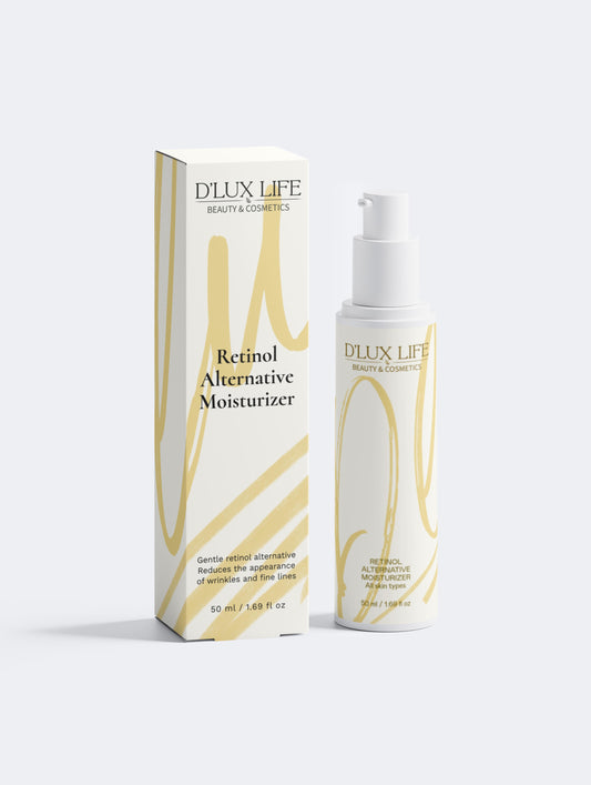 DLux Life Retinol Alternative Moisturizer bottle and packaging on a white background
